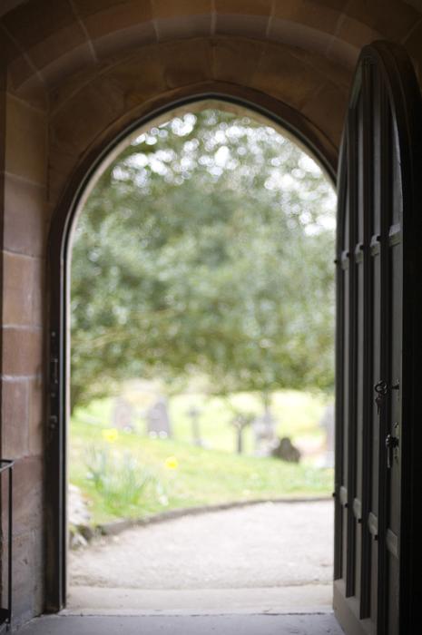 Free Stock Photo: looking out through an old church door