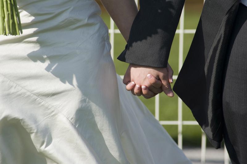 Free Stock Photo: close up of the wedding couple holding hands
