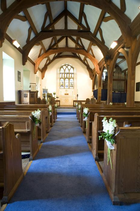 Free Stock Photo: the aisle of a small church before the wedding