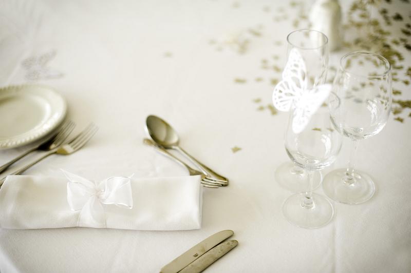 Free Stock Photo: a white place setting at a wedding breakfast