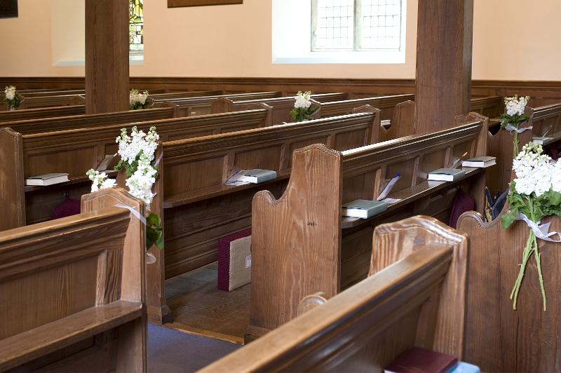 Free Stock Photo: rows of wooden church pews