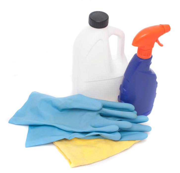 Free Stock Photo: domestic cleaning products isolated on a white background