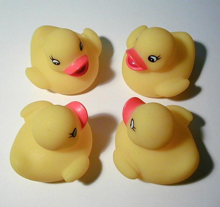 Free Stock Photo: four rubber duck bath toys facing each other