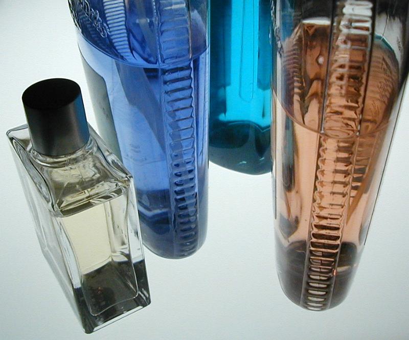 Free Stock Photo: colorful bottles of after shave and other bathroom lotions