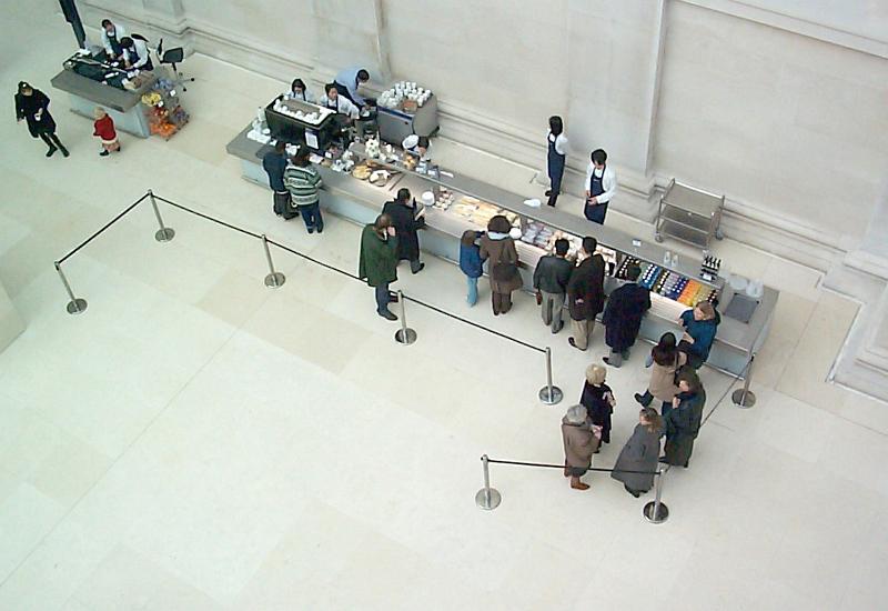 Free Stock Photo: looking down on people a a cafe servery