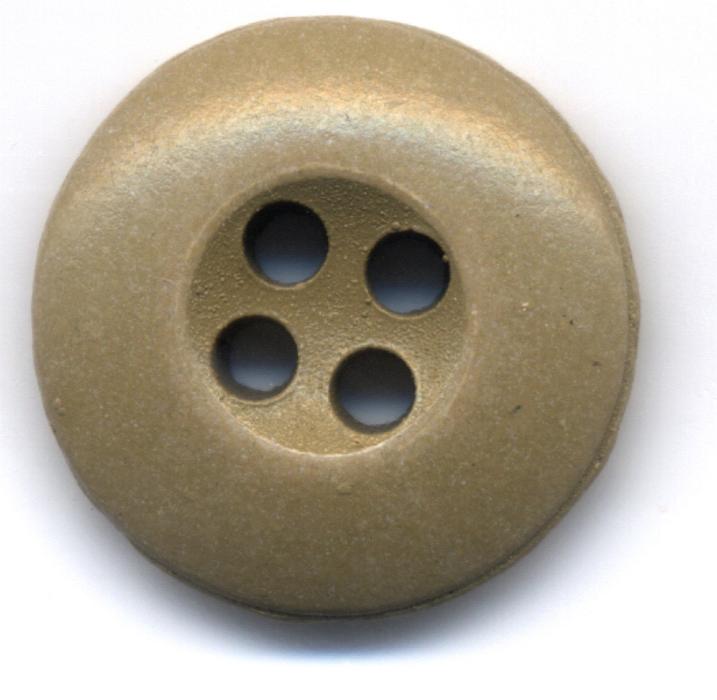 Free Stock Photo: Macro Close Up of Beige Gold Colored Button with Four Holes on White Background