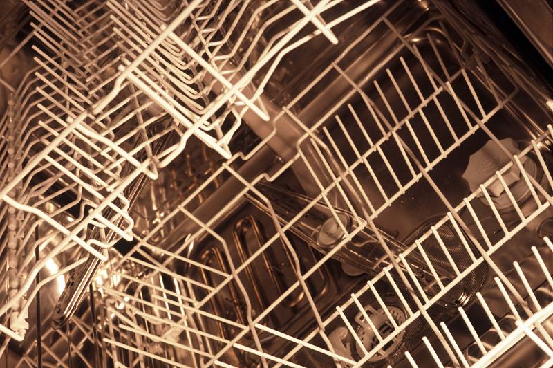 Free Stock Photo: Inside view of the racks of an empty dishwasher