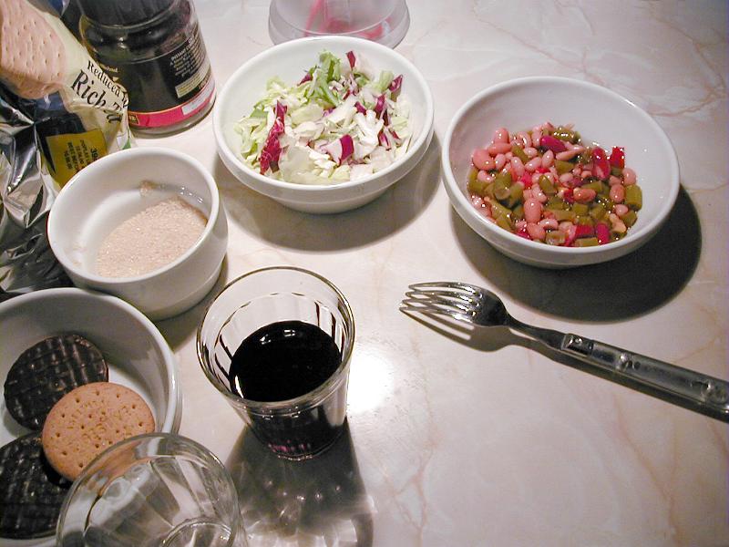 Free Stock Photo: A worktop in a kitchen with various ingredients arranged in bowls