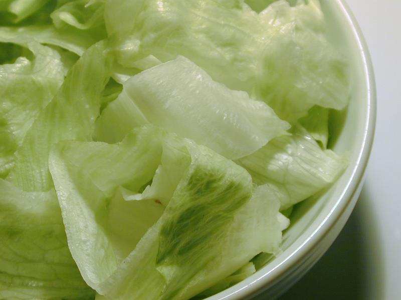 Free Stock Photo: Bowl of fresh leafy green lettuce for use as a salad ingredient in a healthy meal