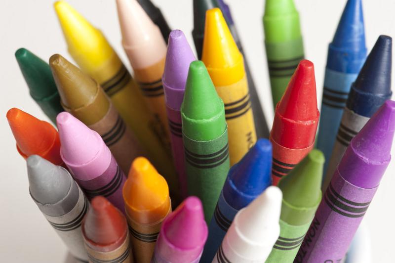 Free Stock Photo: High Angle View of Tips of Bundle of Colorful Wax Crayons in Studio with White Background - Childhood Creativity Concept Image