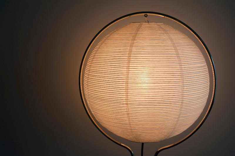 Free Stock Photo: a round paper lampshade on a metal light stand