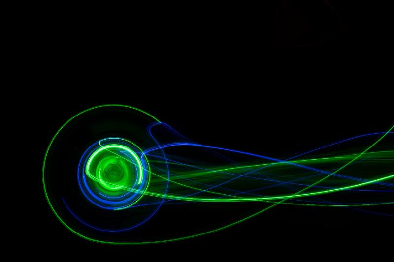 Free Stock Photo: spinning light painted effect in green and blue with trailing lines of light