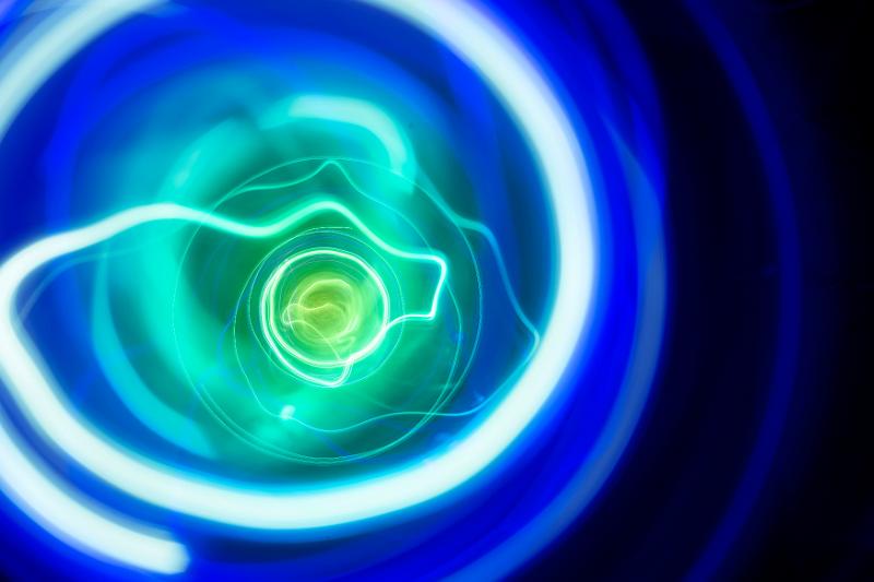 Free Stock Photo: electric effect light painting pattern with blue and green tones of light