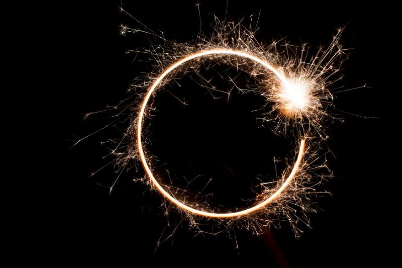 Free Stock Photo: a circular loop of sparkling light with a bright dot of sparks