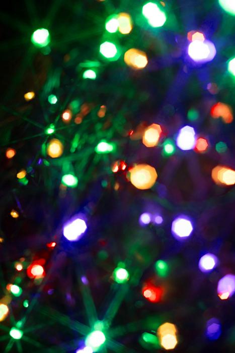 Free Stock Photo: defuse sparkling christams lights pictured with a starburst filter