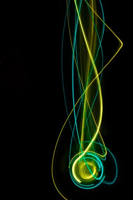 Free Stock Photo: a dynamic background of falling streaking lights in green and cyan tints