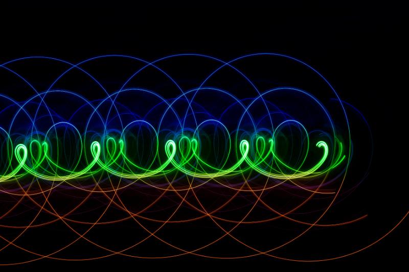 Free Stock Photo: lightpainted mathematic plot forming a prolate trochoid or rolling loop effect