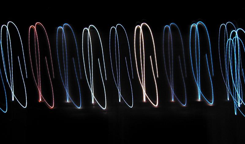 Free Stock Photo: a line of blue and white tones lightpainted shapes