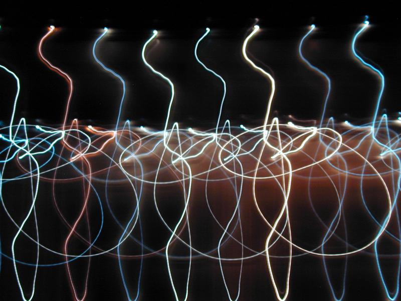 Free Stock Photo: overlapping lightpainting effect on blue and white light