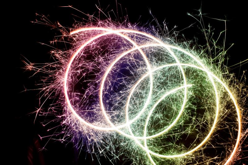 Free Stock Photo: rainbow guilloche style plotted trochoid lightpainting pattern of sparkles