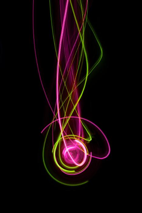 Free Stock Photo: pink and green lightpainted pattern with overlapping light wave and curves