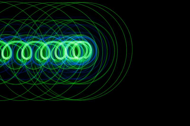 Free Stock Photo: guilloche style pattern created from a light painted trochoid plot with green and blue lights