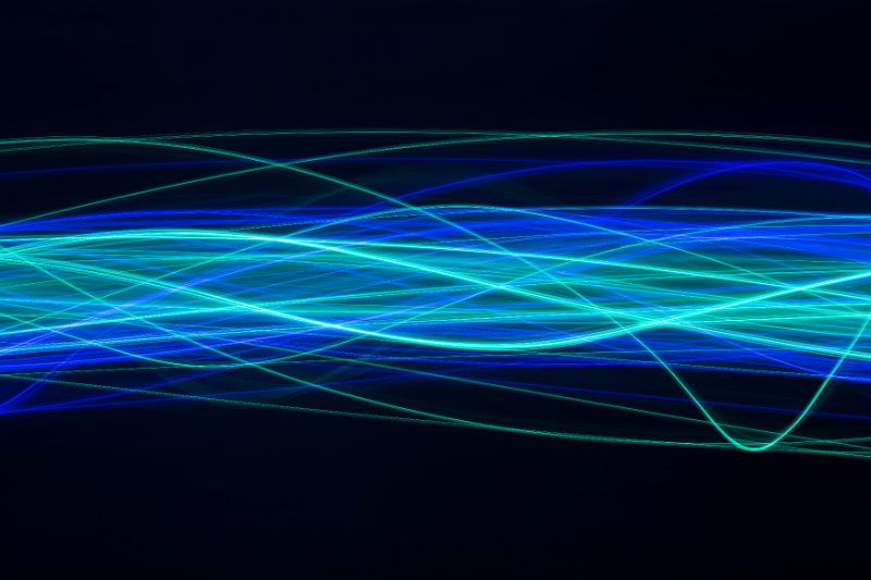 Free Stock Photo: a complicated waveform pattern created from cyan and blue random and overlapping waves of light