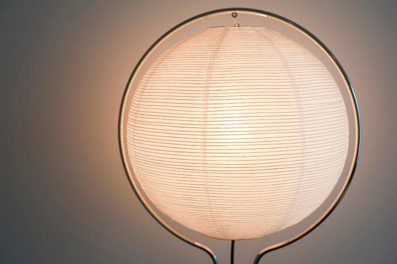 Free Stock Photo: a lamp with a paper ball light shade of warm white light
