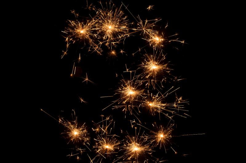 Free Stock Photo: dots of sparkling light depicting the number three