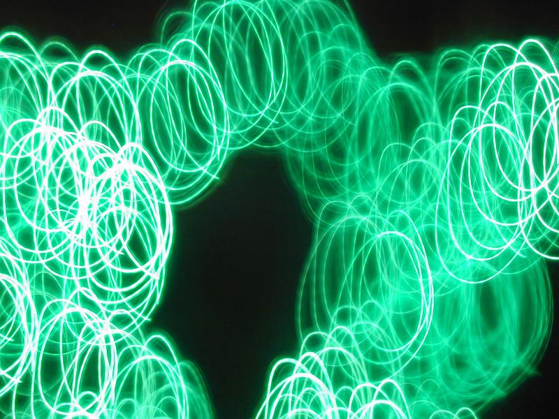 Free Stock Photo: green swirls of light with space for text in the centre