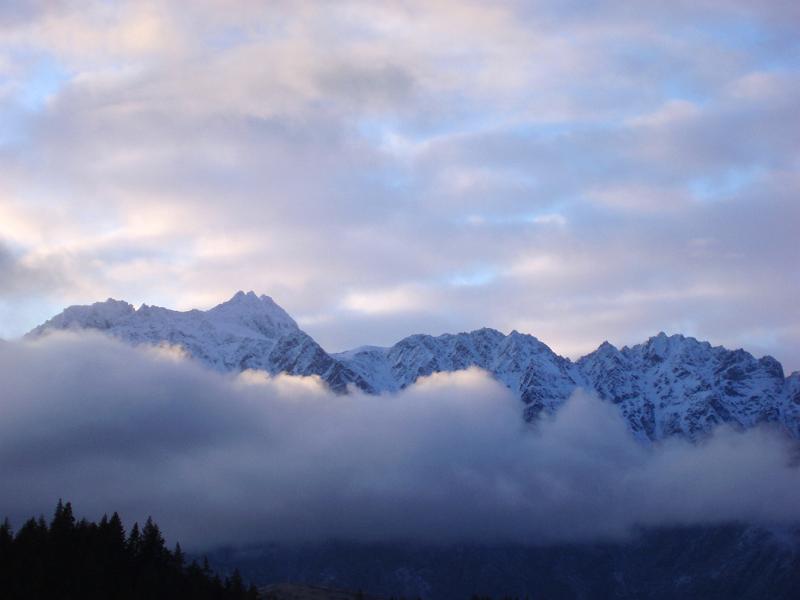 Free Stock Photo: line of clouds cover the remarkables mountain range, newzealand