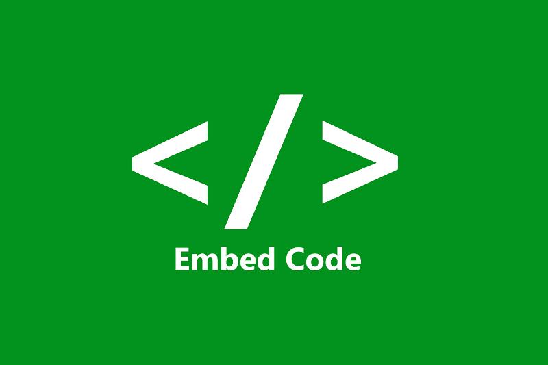 Free Stock Photo: Software developer icon for Embed Code here with text below on a green background