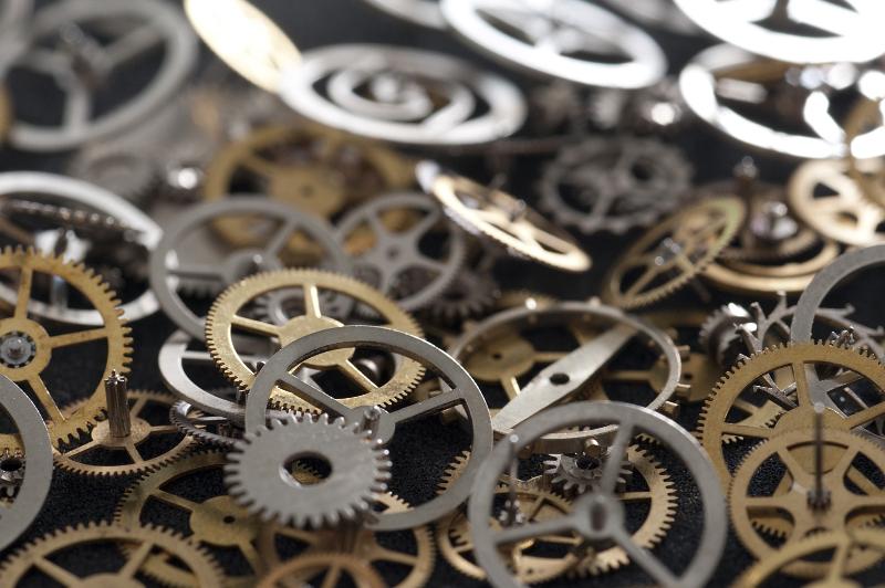 Free Stock Photo: Selective Focus Close Up on Pile of Clock Parts, Assortment of Cogs and Gears in Variety of Sizes, Shapes and Metals