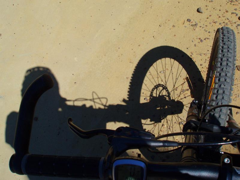 Free Stock Photo: a riders eye view of a bike ride along a dirt trail
