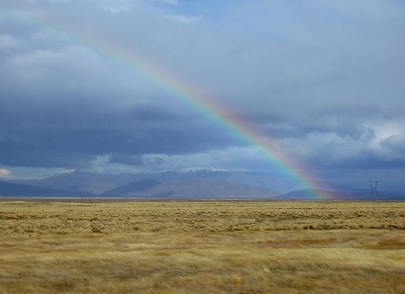 Free Stock Photo: rainbow on the plains, a happy natural display in new zealand
