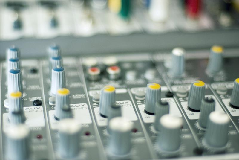 Free Stock Photo: mixer controls on an audio mixing desk