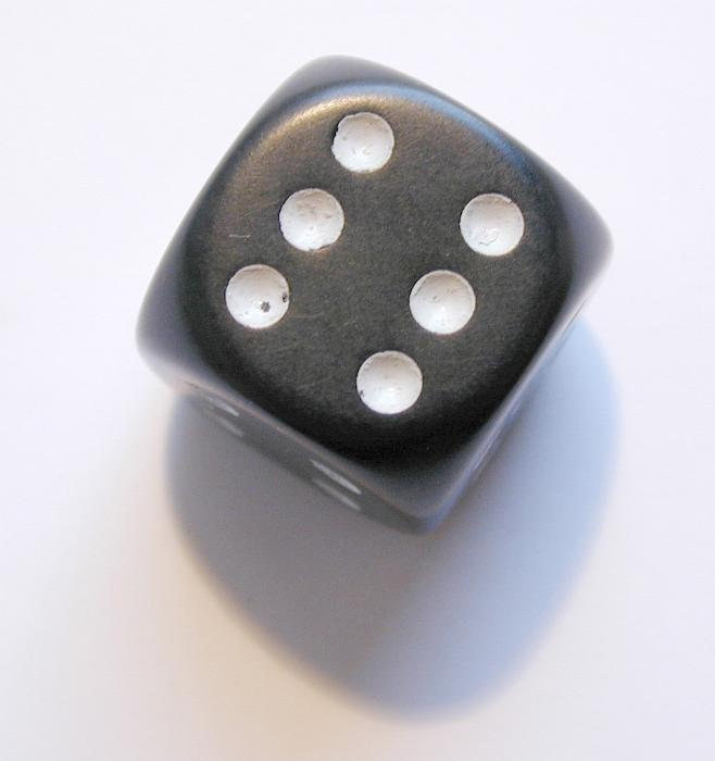 Free Stock Photo: a black dice showing the number 6