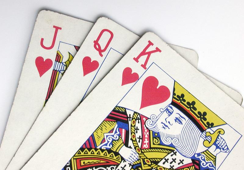 Free Stock Photo: a three playing card royal flush