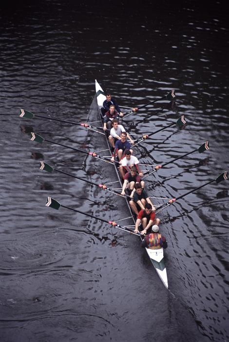 Free Stock Photo: a university rowing team viewed from above