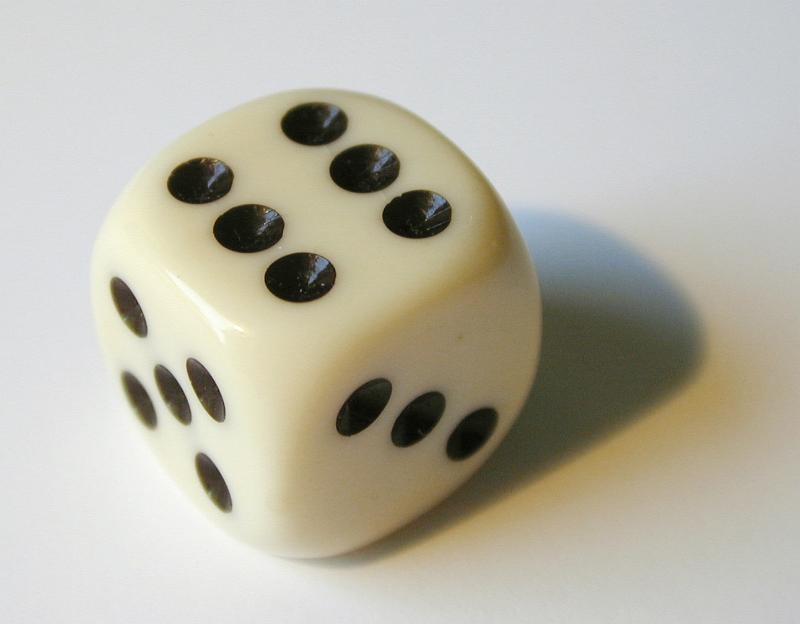 Free Stock Photo: a white bone playing dice showing the number 6