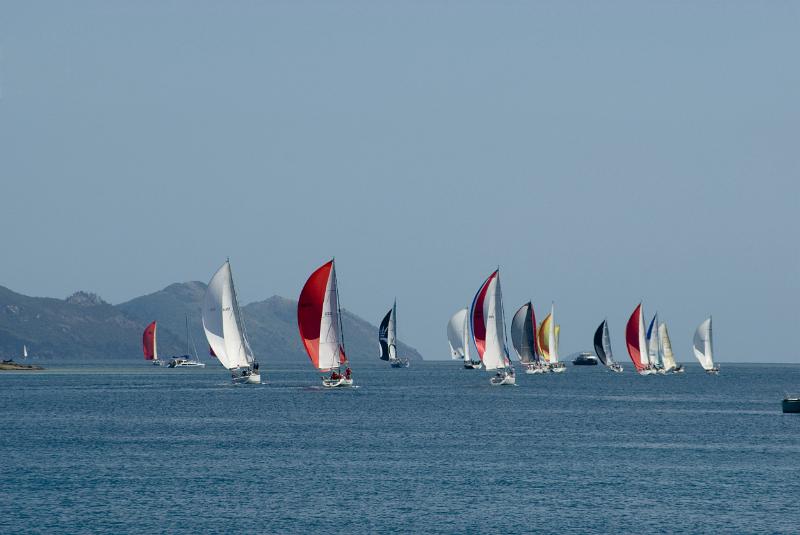 Free Stock Photo: a flotilla of yachts heading on out in a racing regatta
