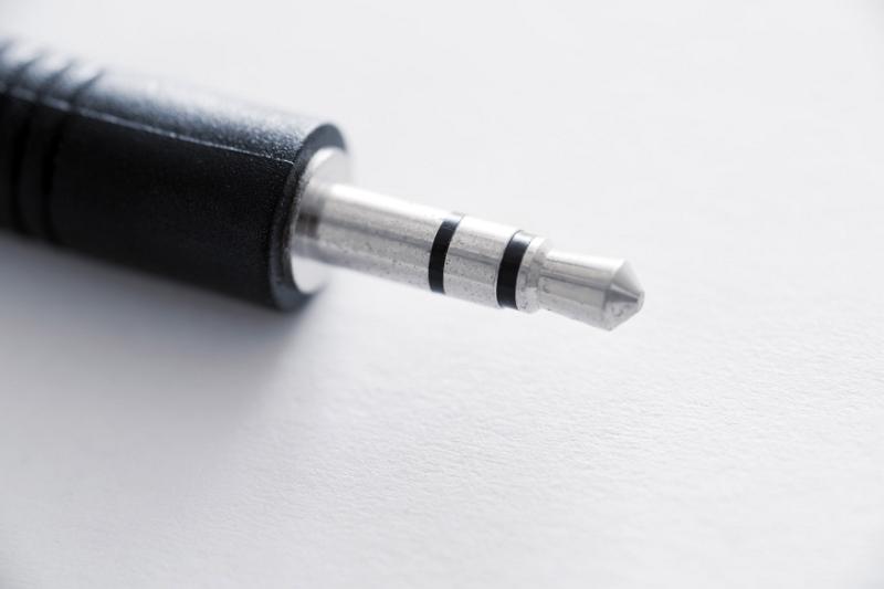 Free Stock Photo: Close-up view of mini jack plug against white background
