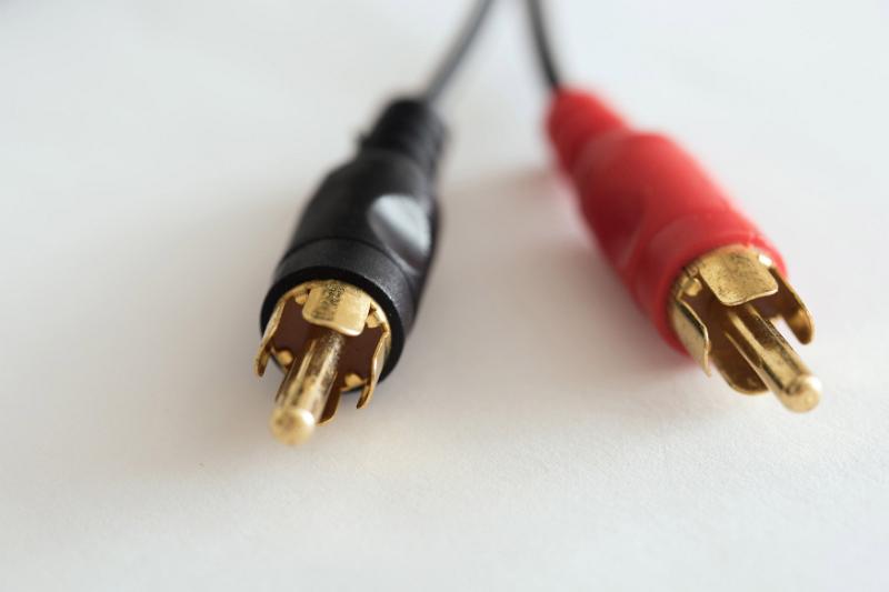 Free Stock Photo: Gold plated connectors in close-up view against white background