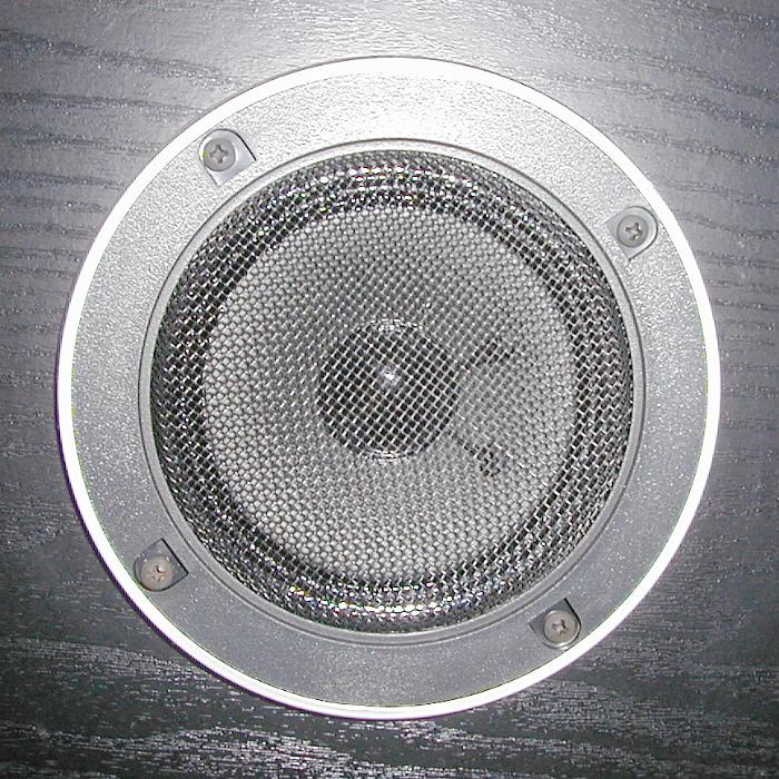 Free Stock Photo: Speaker system loudspeaker under black metal lattice installed in black wooden box, close-up square image