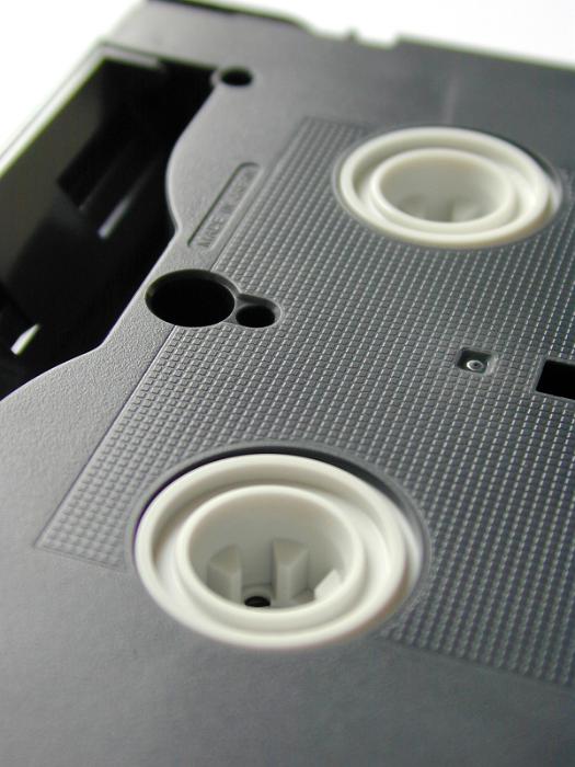 Free Stock Photo: Close up detail of an old VHS video cassette tape in a communication and entertainment concept