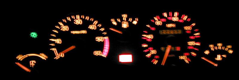 Free Stock Photo: Close up of luminous car dashboard in darkness.