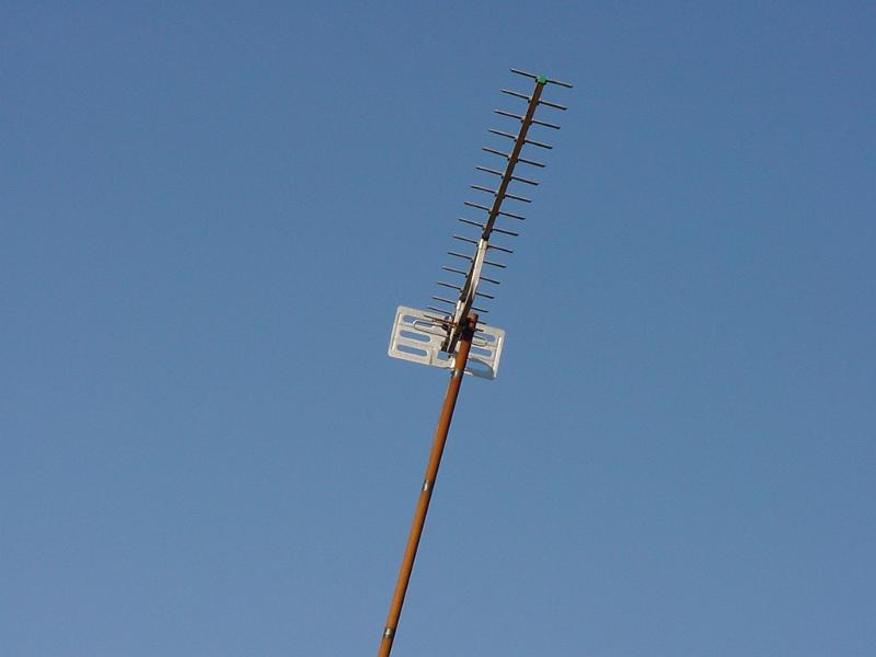 Free Stock Photo: Low angle view of a root top Yagi high gain TV antenna