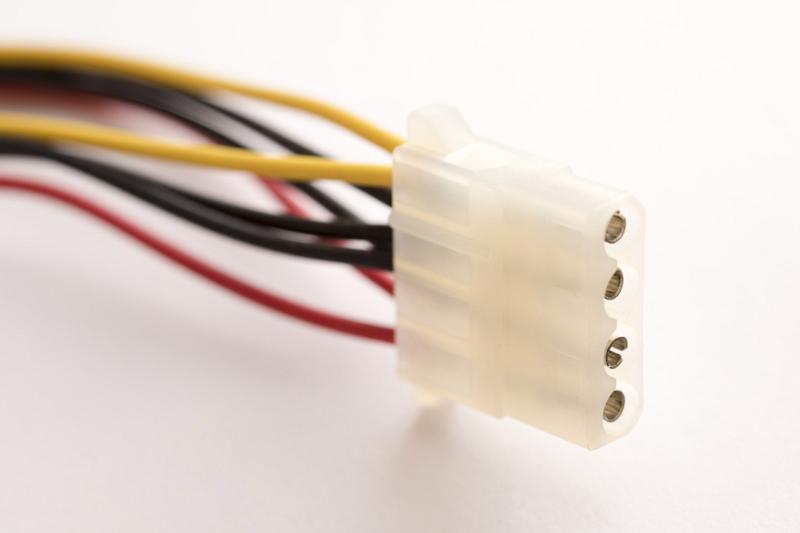 Free Stock Photo: 4-pin internal computer power cable against white background
