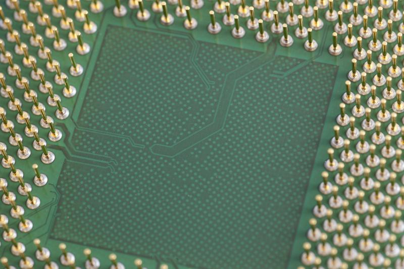 Free Stock Photo: Closeup of cpu processor pins showing connectors to chip