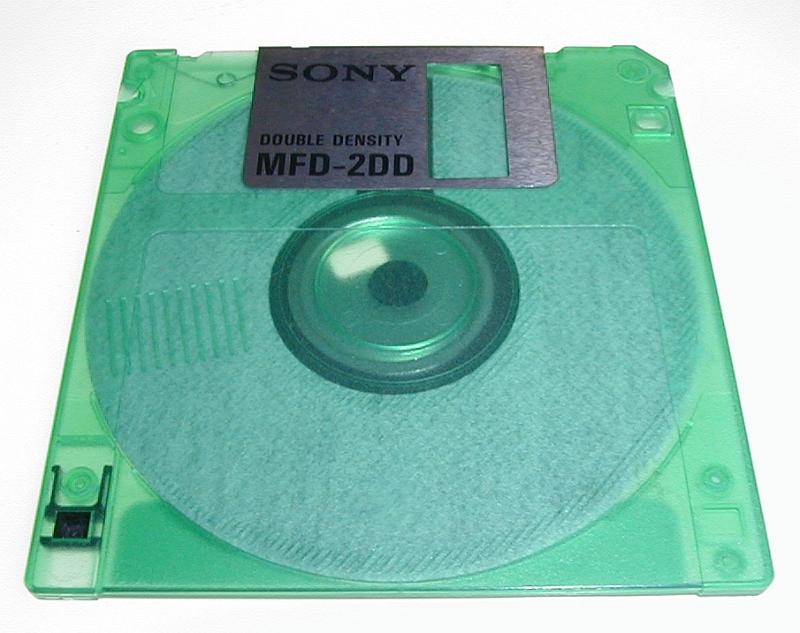 Free Stock Photo: Green sony classic 90s double density floppy disk - not property released